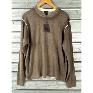 NEW Merano Sport 100% Cashmere Sweater Mens L Brown Crewneck Long Sleeve